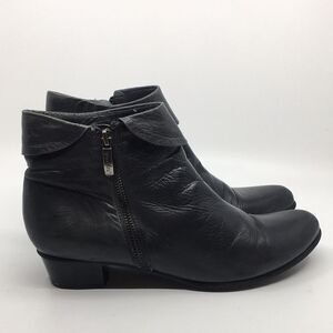 Regarde Le Ciel Stefany 333 Metallic Dark Gray Leather Heeled Ankle Boots Sz 41